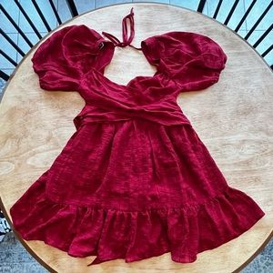 Lulu’s Puff Sleeve, Backless, Mini Red Dress